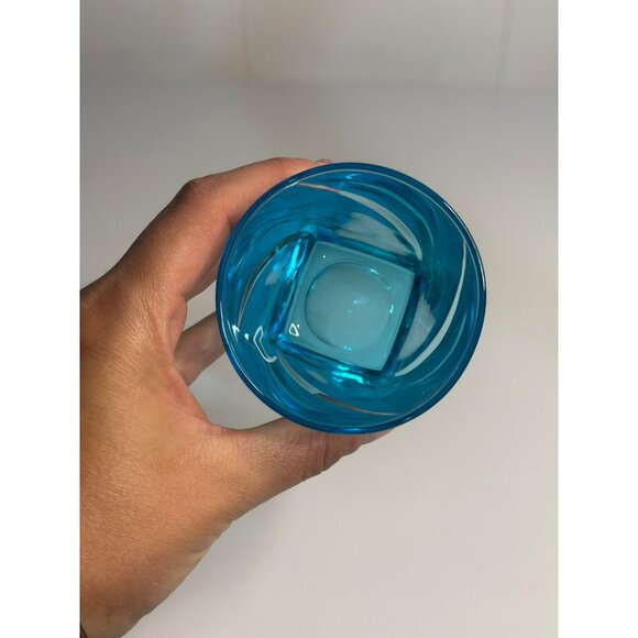 VTG Hazel-Atlas Capri Swirl Colonial Blue Glass - MCM Wave Pattern/Square Bottom - Picture 3 of 5